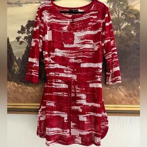 FORCYNTHIA Red and White Striped Detail Beach Cover up Dress SIZE M